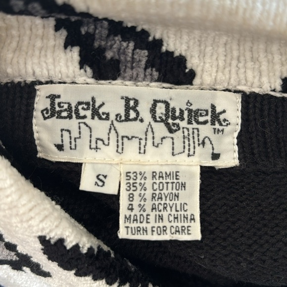 Vintage Jack B Quick Black Blue Animal Print Cardigan Pocket Sweater Size Small - Picture 8 of 8